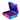 Blue and purple metallic case with open lid on a white background