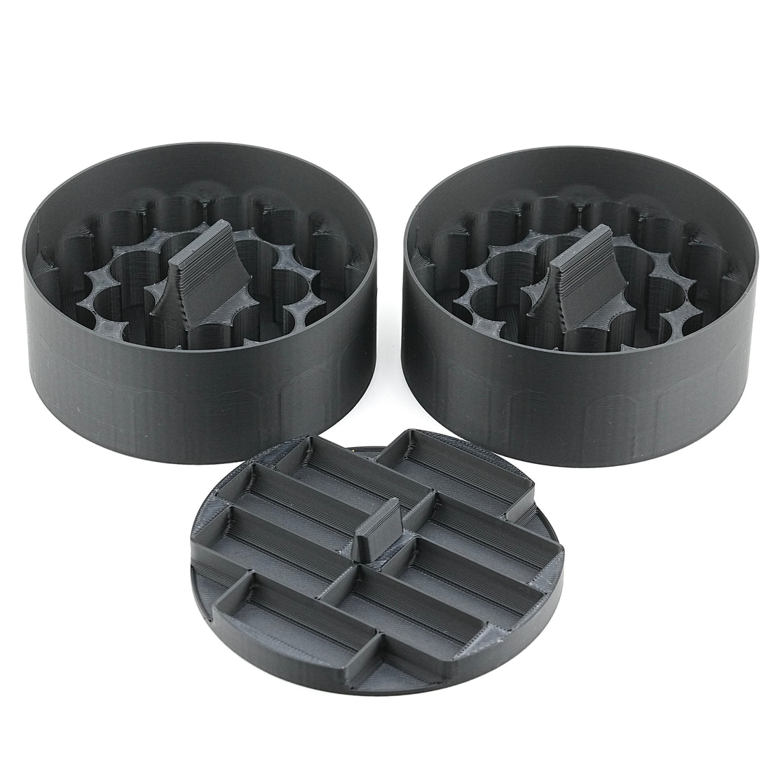 Black 54-slot 3 ml vial inserts, three-quarter angle showing case profile