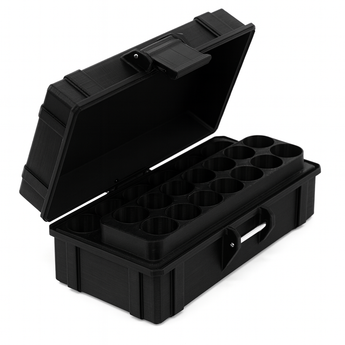 Mixed Vial Case | 16-Slot 3 ml Vial Case & 6-Slot 10 ml Vial Case Slots | Organizer for GLP-1, Peptides, Research - Blemished - Black (Reference photo - actual item has cosmetic defects)