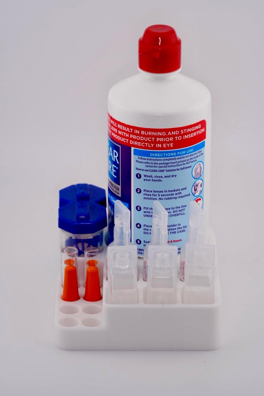 Scleral Lens Station vial organizer, side view of case depth and hinges