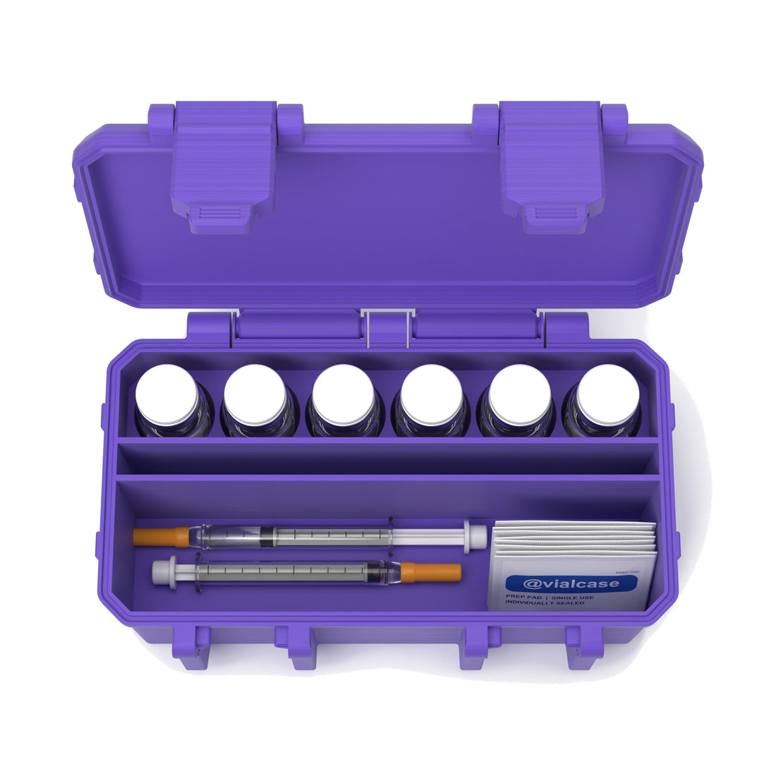 6 x 10 mL + storage vial case - Purple (vials shown, not included)