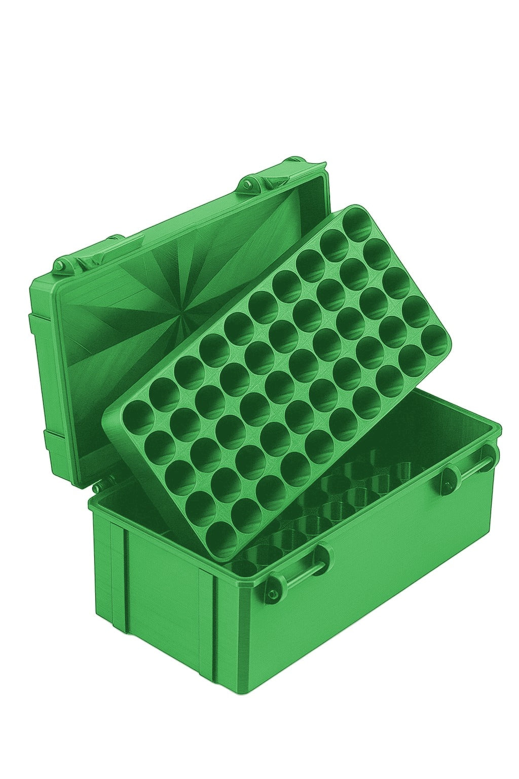 Modular Case fits 50 x 3ml Vials Plus a Storage Tray or Extra 50 Vial Tray for 100 total Vial Slots - Cyber Green