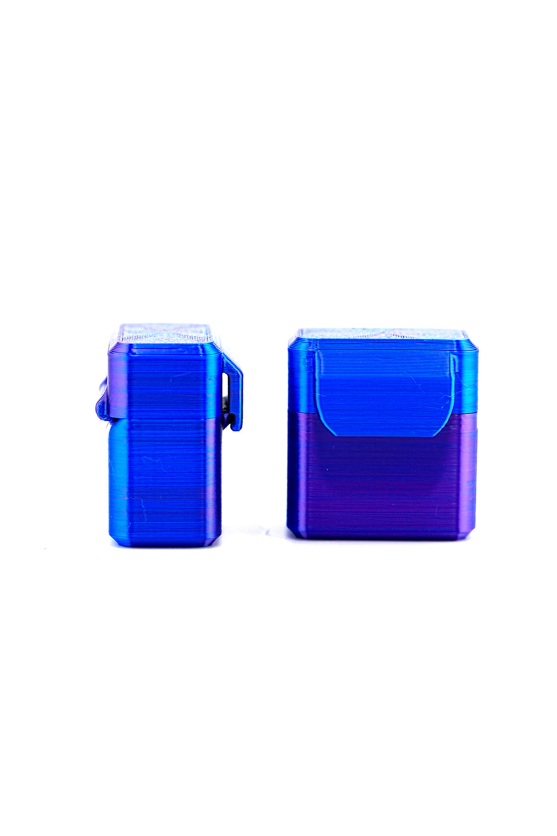 A small Blue compact storage case for scleral lens tools with a secure latching mechanism, shown open with compartments.