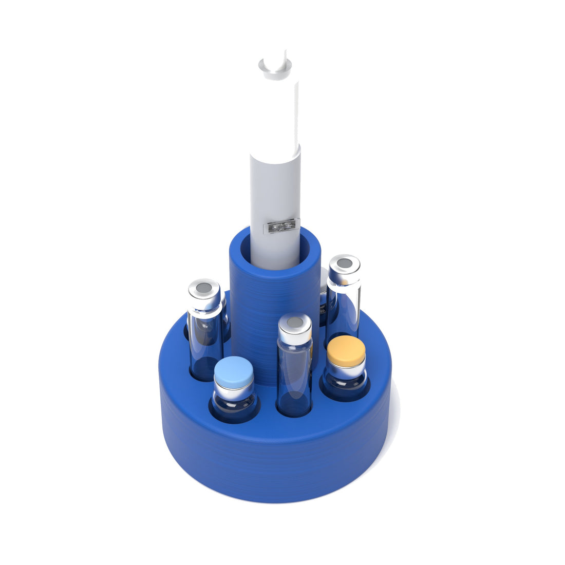 Staged: VialCase Cartridge Station 4 Cartridges in Cobalt Blue - items shown are not included