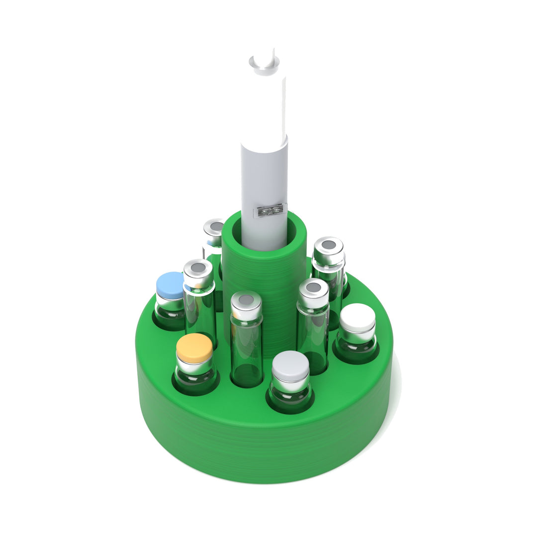 Staged: VialCase Cartridge Station 6 Cartridges in Cyber Green - items shown are not included