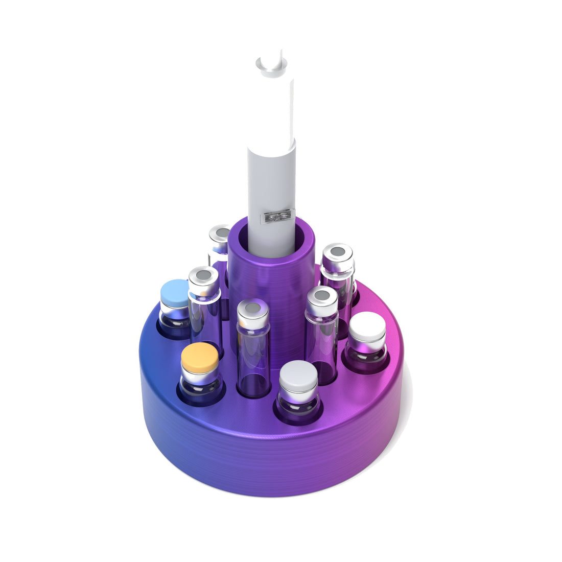 Staged: VialCase Cartridge Station 6 Cartridges in RGB Metallic - items shown are not included