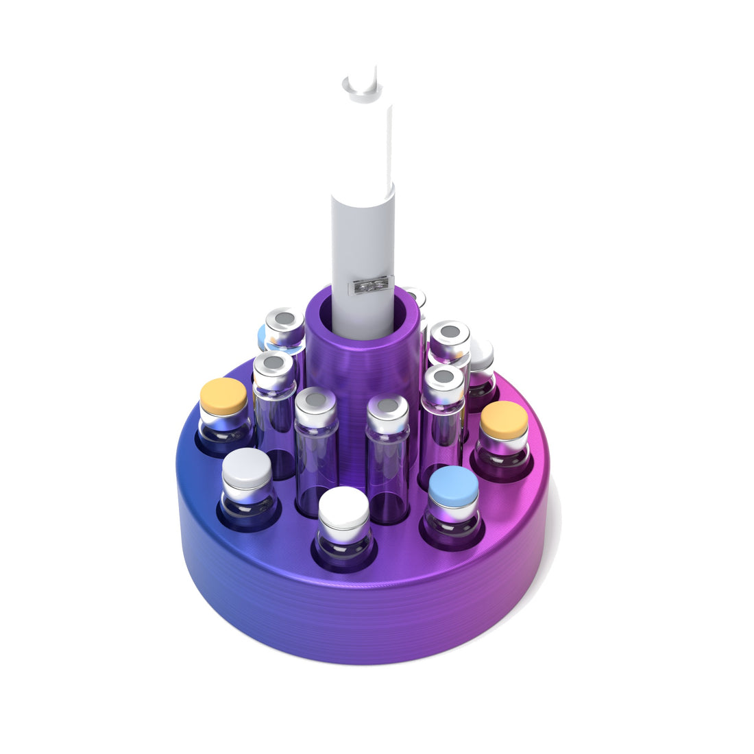 Staged: VialCase Cartridge Station 8 Cartridges in RGB Metallic - items shown are not included