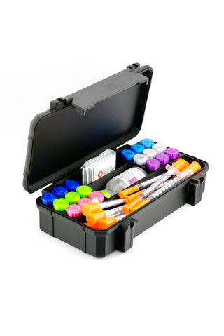 Rugged 18-Slot 3 mL Vial Case + BAC Slot + Syringe; Pad Storage | Hard-Shell Hinge-Free Travel Organizer