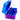 Blue and purple plastic container with compartments on a white background