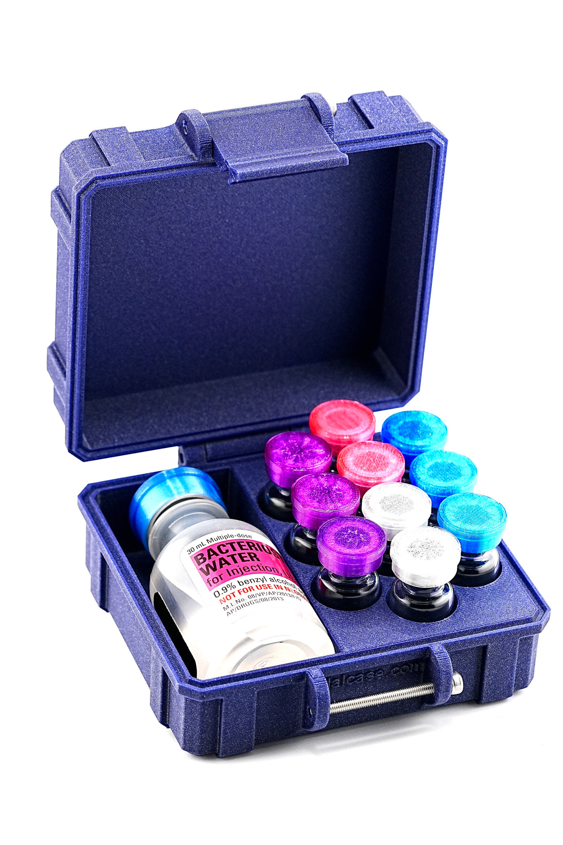 Galaxy Purple 10-Slot 3 ml Mixed Vial Case with 1 BAC Slot — organizer for GLP-1, peptides, and research vials
