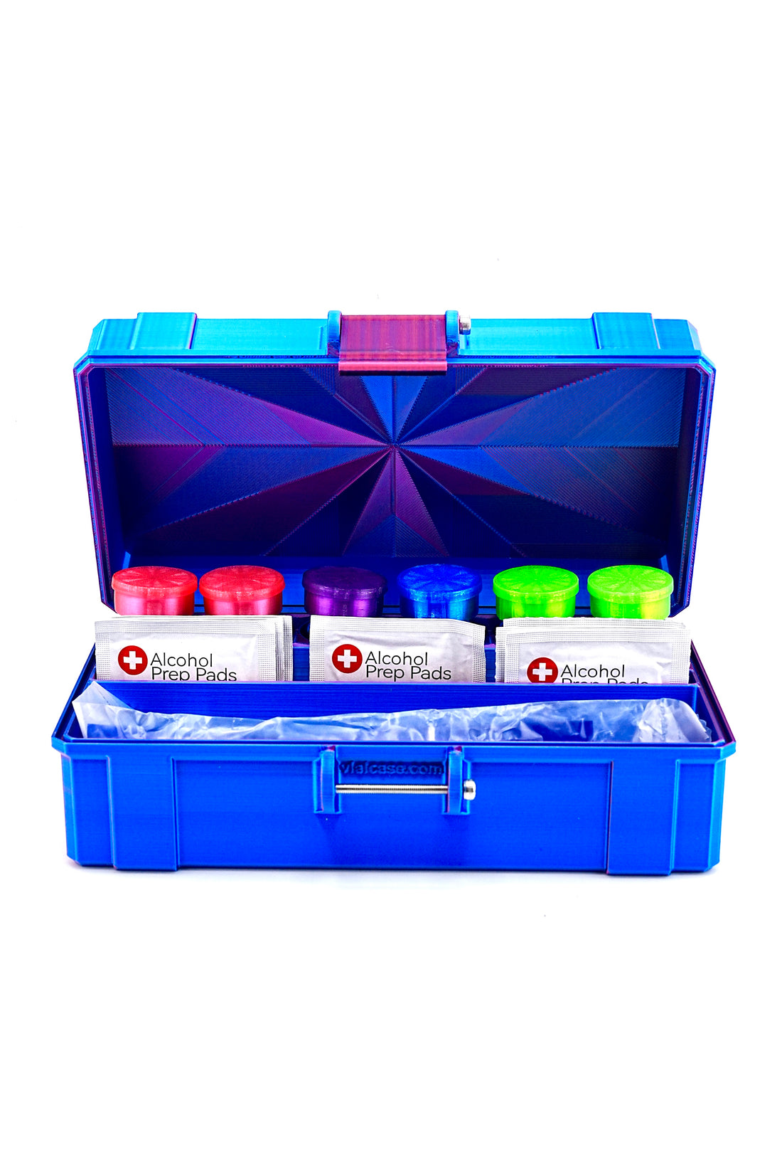 6-slot 10 ml vial organizer, top-down view of slot layout