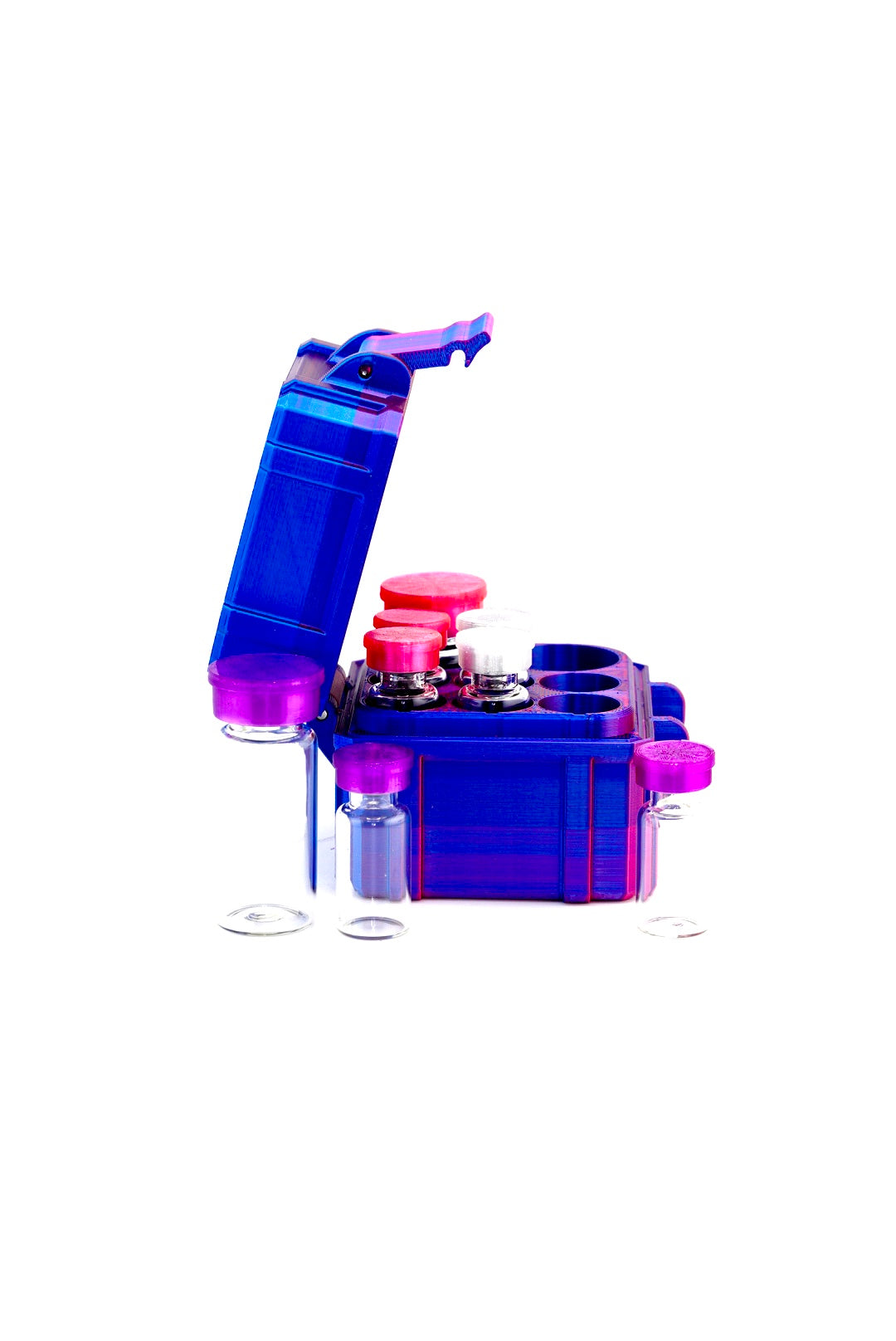 Mixed Vial Case showing precision-cut upright slots inside the case