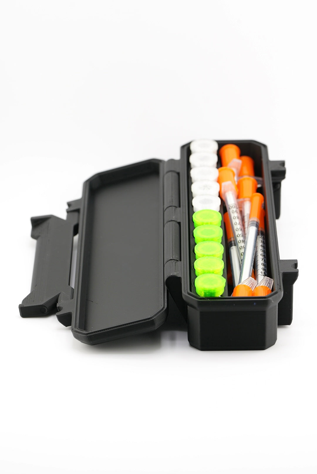 Rugged 10-slot 3 ml vial organizer with extra storage for travel — GLP-1 and research supplies
