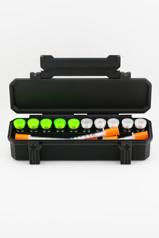 10-Slot 3 ml Vial Case with Extra Storage Rugged | Organizer for GLP-1, Peptides, Research