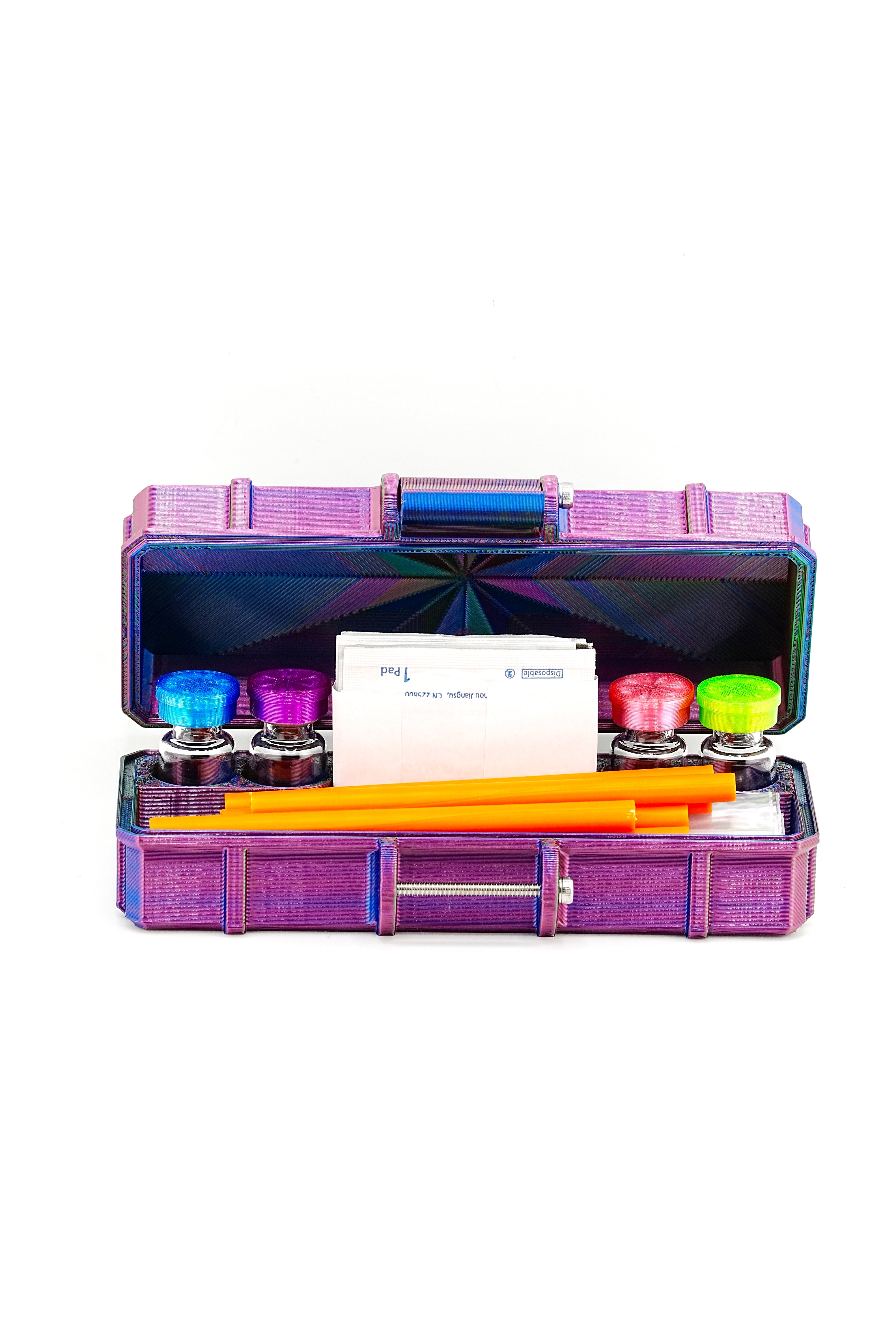 4-Slot 3 ml Vial Case with Extra Storage | Organizer for GLP-1, Peptides, Research