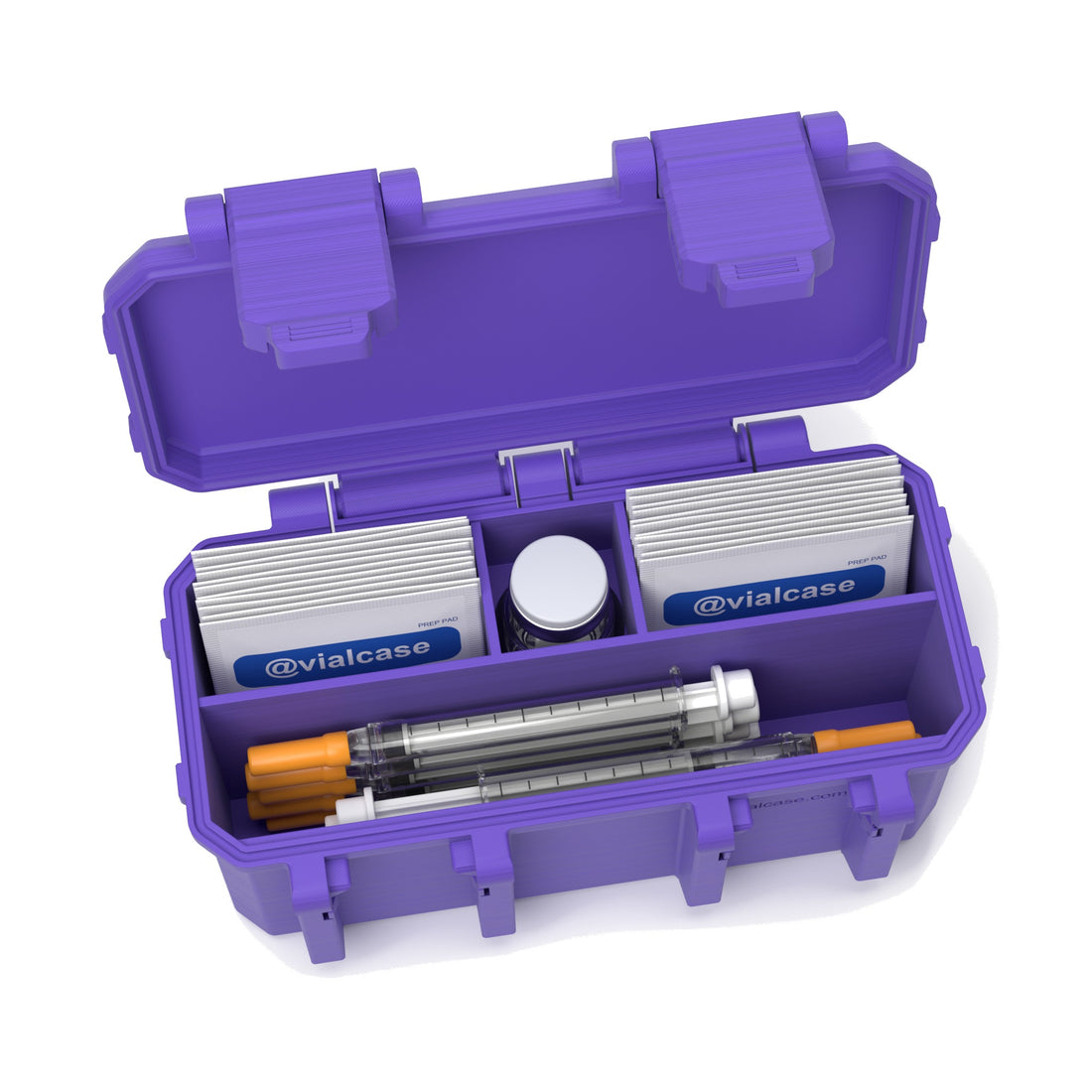 Staged: Insulin Vial Case 1 Vial in Purple - vials, syringes and pads not included