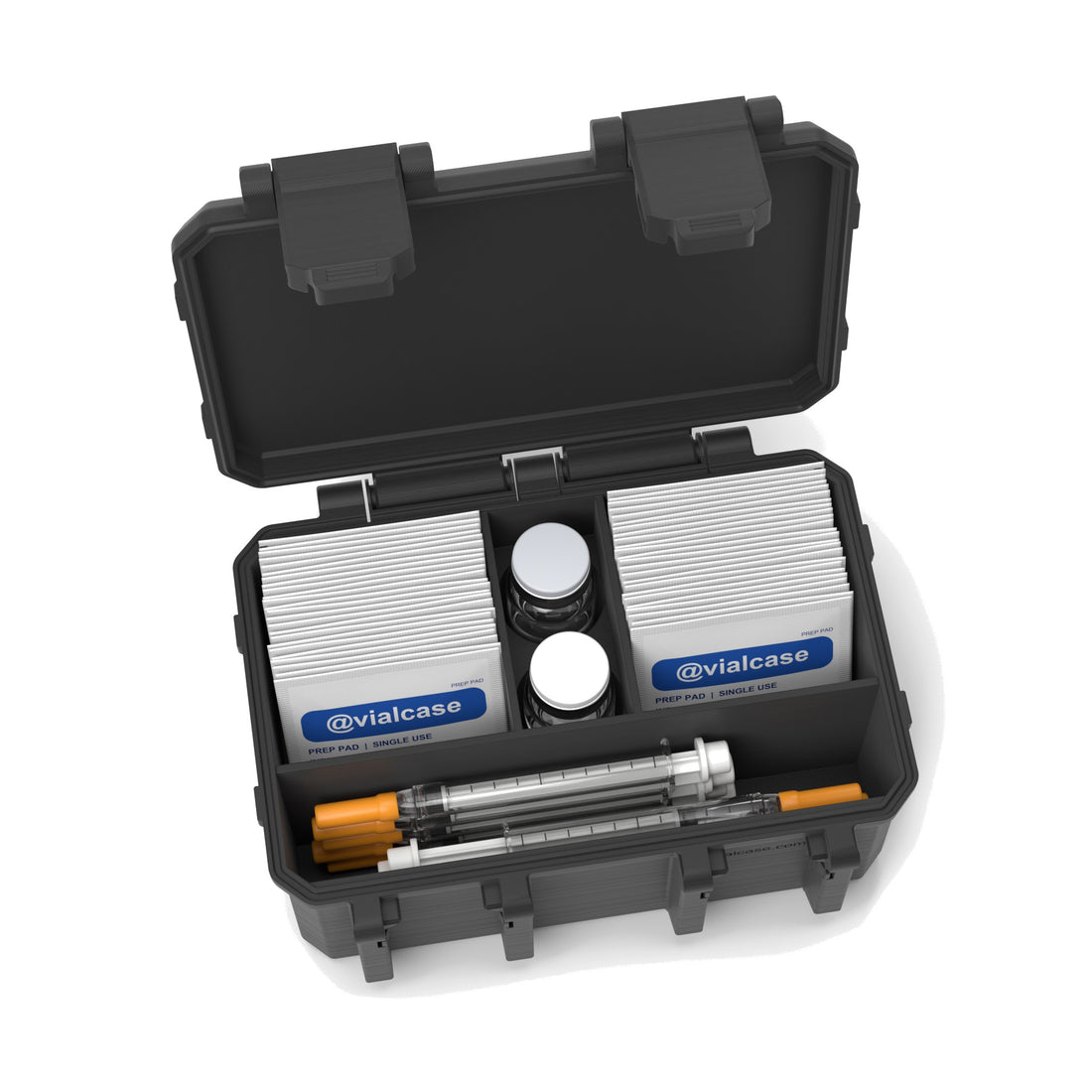 Staged: Insulin Vial Case 2 Vials in Black - vials, syringes and pads not included
