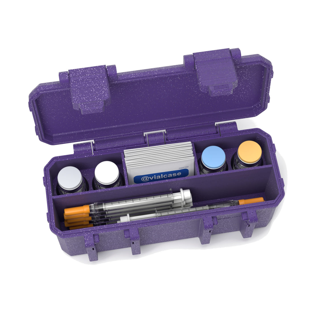 Staged: Insulin Vial Case 4 Vials in Galaxy Purple - vials, syringes and pads not included