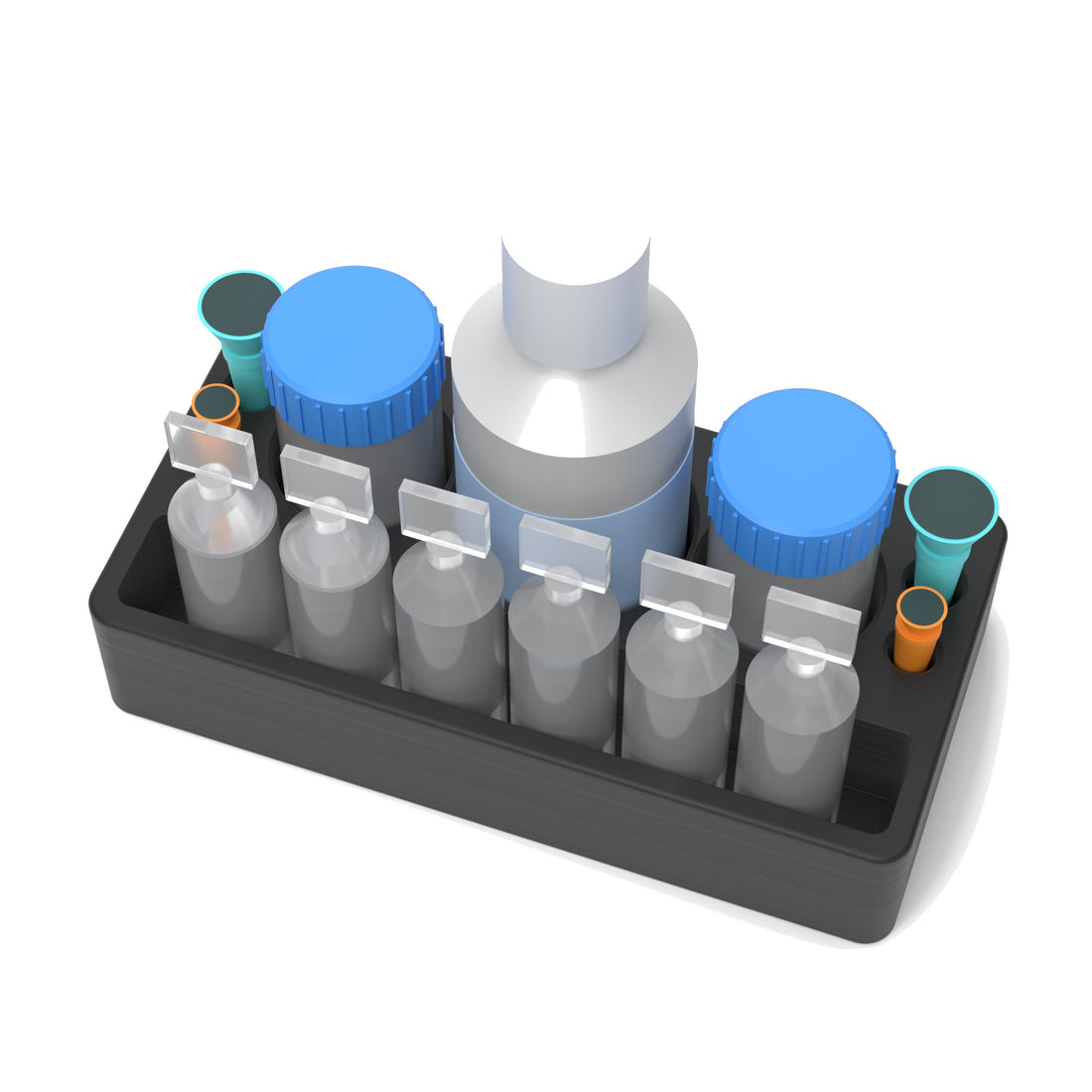 Staged: Scleral Lens Station - Medium in Black - lens cup, plungers, saline vials and bottles shown are not included