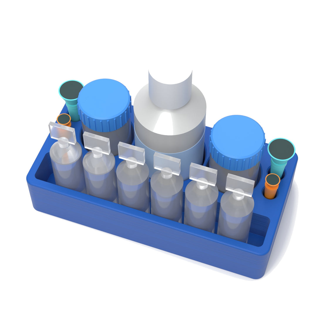 Staged: Scleral Lens Station - Medium in Cobalt Blue - lens cup, plungers, saline vials and bottles shown are not included