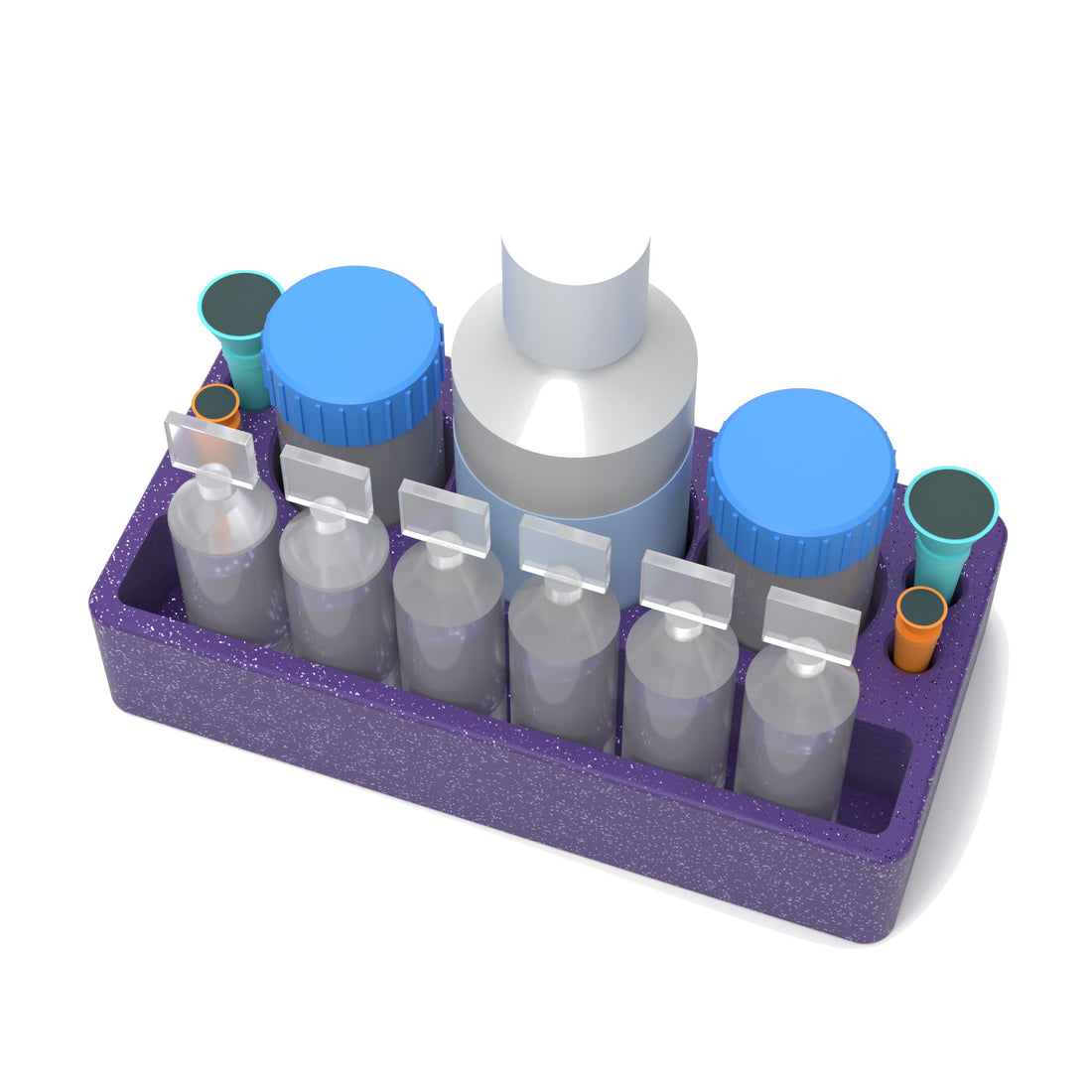 Staged: Scleral Lens Station - Medium in Galaxy Purple - lens cup, plungers, saline vials and bottles shown are not included