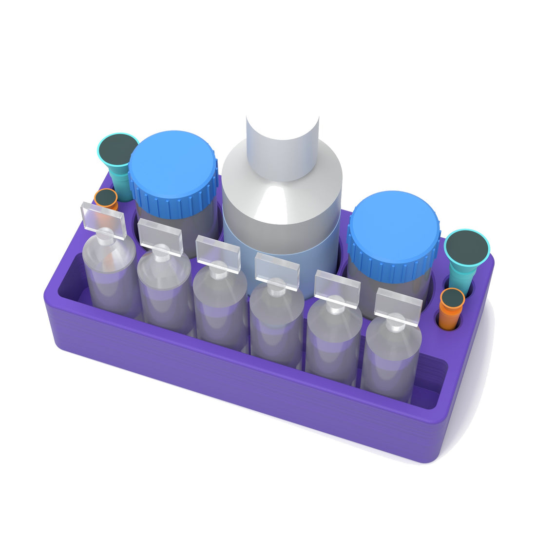 Staged: Scleral Lens Station - Medium in Purple - lens cup, plungers, saline vials and bottles shown are not included
