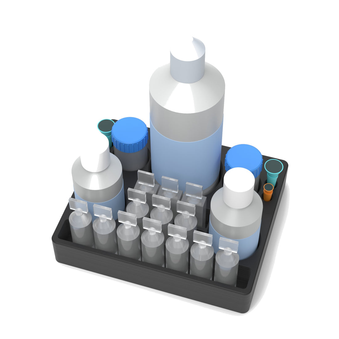 Staged: Scleral Lens Station - XL in Black - lens cup, plungers, saline vials and bottles shown are not included
