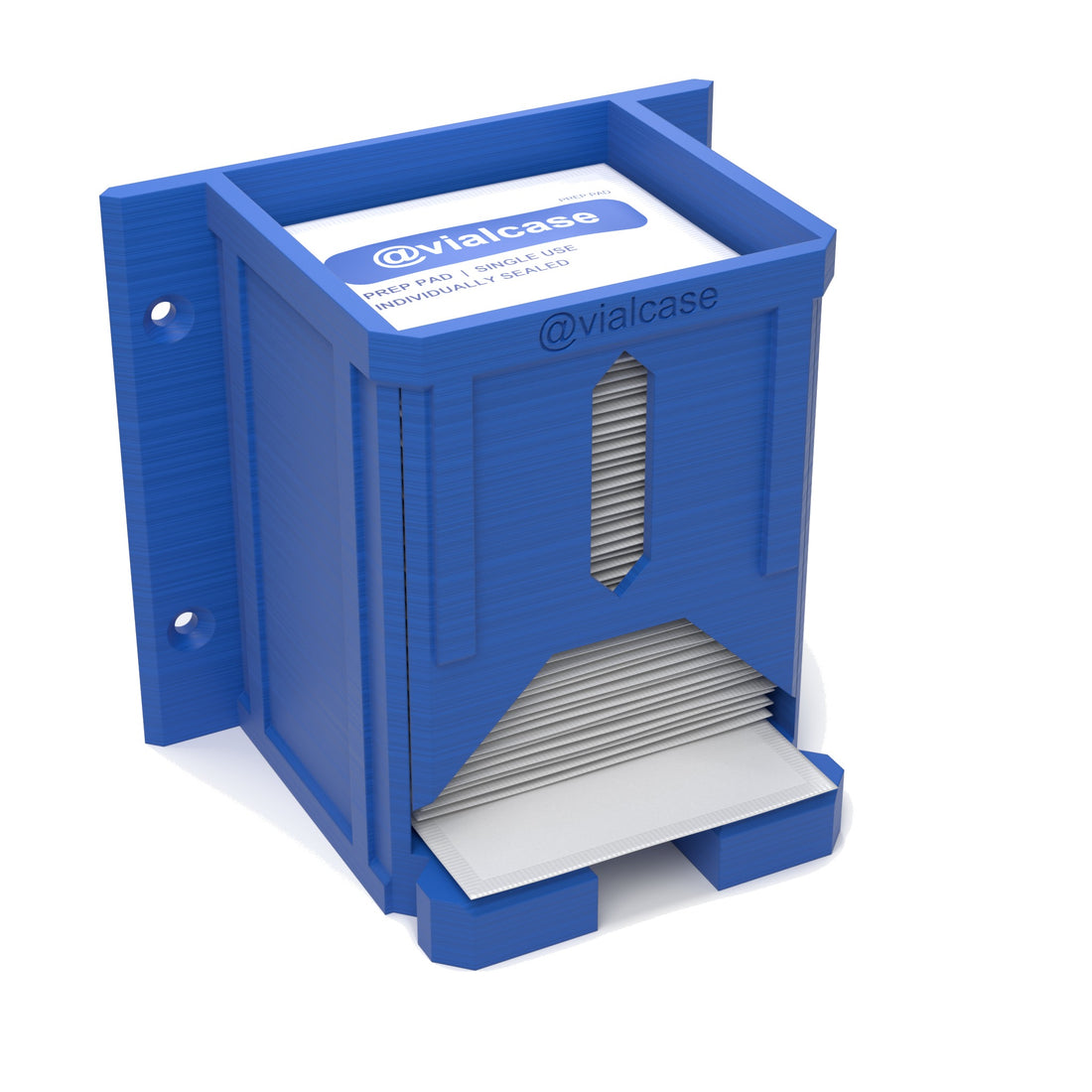 Staged: VialCase Prep Pad Dispenser Wall 50 Pads in Cobalt Blue - prep pads shown are not included