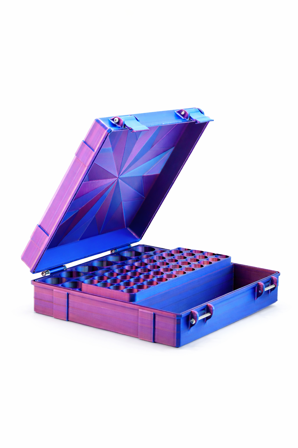 Vial Vault Pro 56 | 12×10 mL + 44×3 mL w/ Integrated Syringe & Pad Space