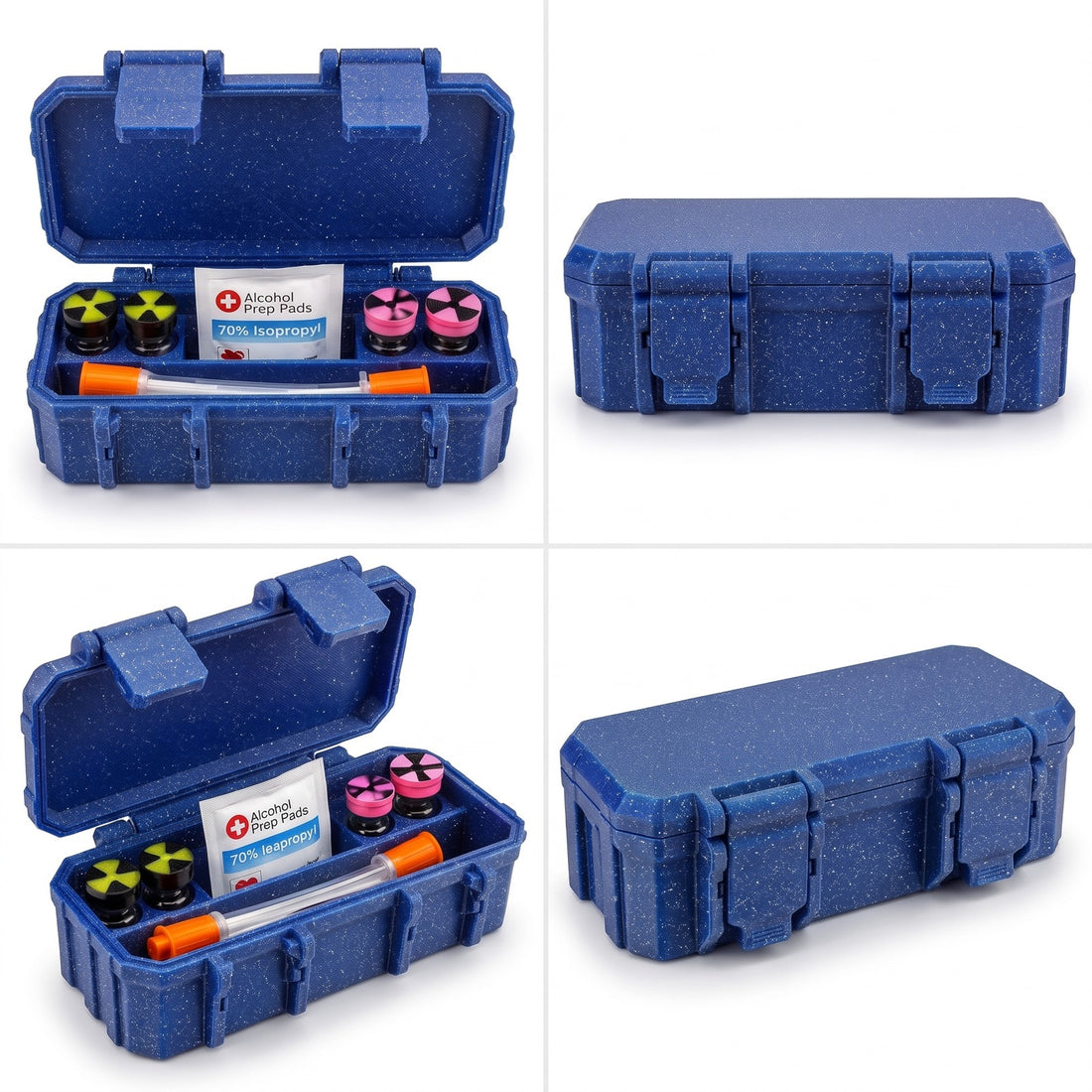 4-Slot 3 ml or 10 ml Vial Case with Extra Storage - Galaxy Blue