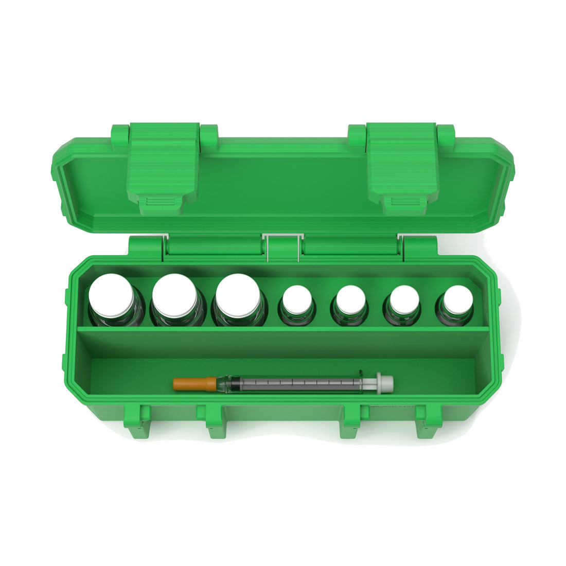 AIO Small vial case - 3 x 10 mL + 4 x 3 mL - Cyber Green