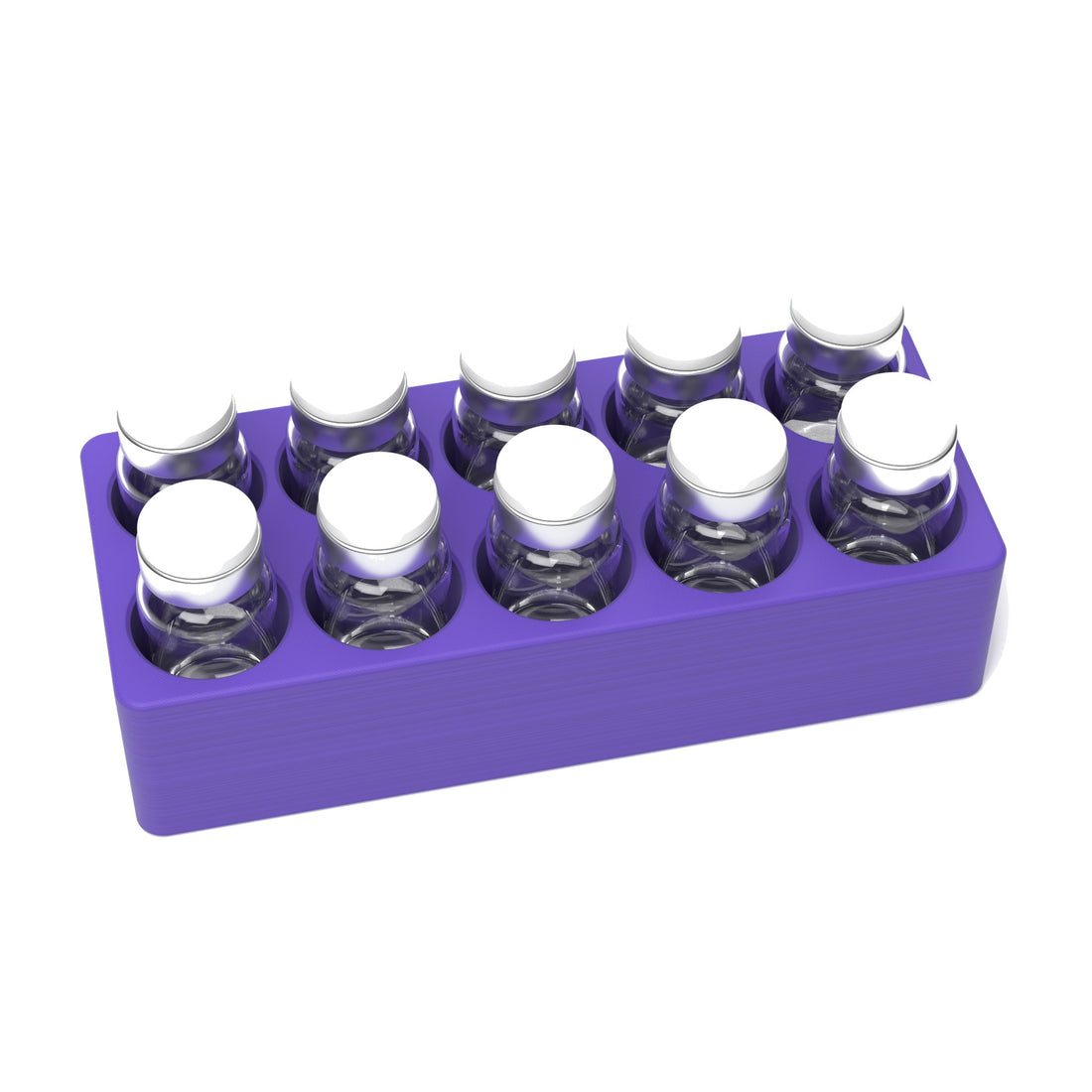 Staged: VialCase Fridge Tray 10 x 10 mL in Purple - vials shown are not included