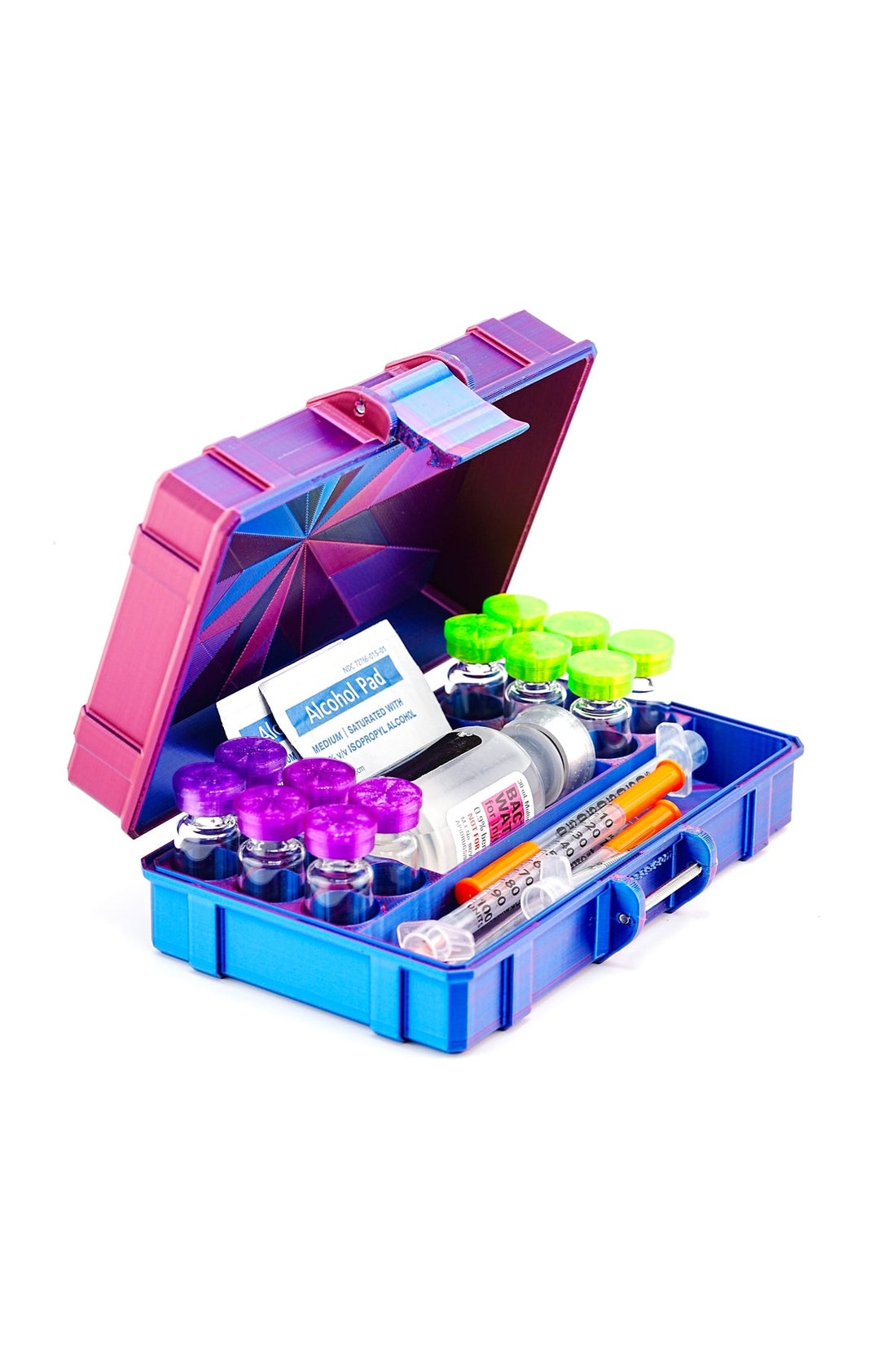 VialCase 12-Slot 3ml + BAC water case alongside a medical ozone therapy generator
