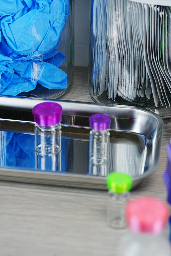 Where can I buy bacteriostatic water — organized peptide reconstitution kit with BAC water vials, alcohol prep pads, and a stainless instrument tray