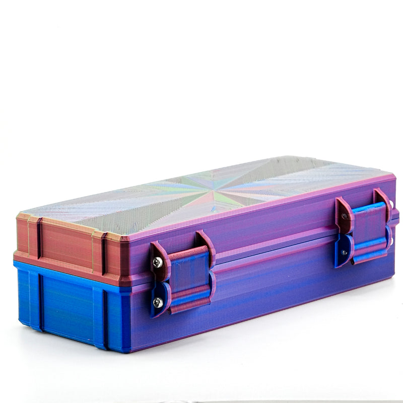 Closed hard-shell travel storage case for prefilled syringes.