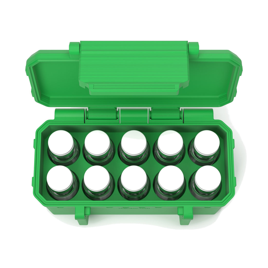 10 x 10 mL vial case - Cyber Green (vials shown, not included)