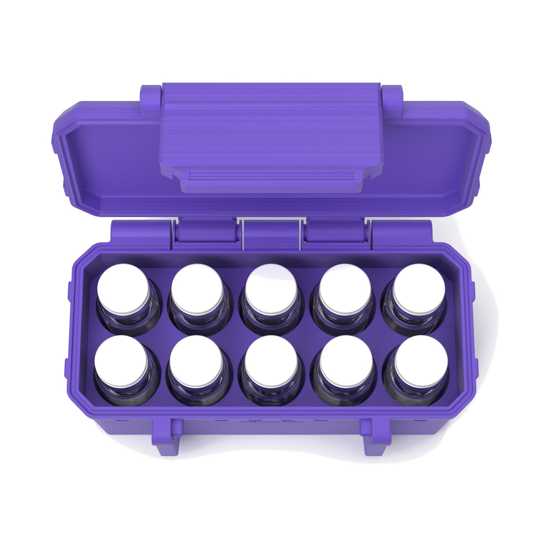 10 x 10 mL vial case - Purple (vials shown, not included)