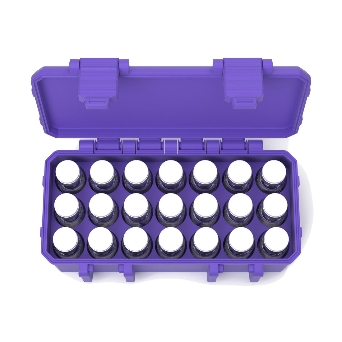 21 x 10 mL vial case - Purple (vials shown, not included)