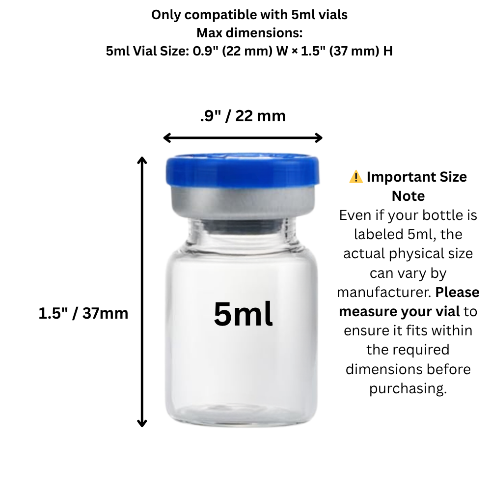Mixed Vial Case | 12-Slot 3 ml Vial Case, 3-Slot 5 ml Vial Case & 1 BAC Slot | Organizer for GLP-1, Peptides, Research
