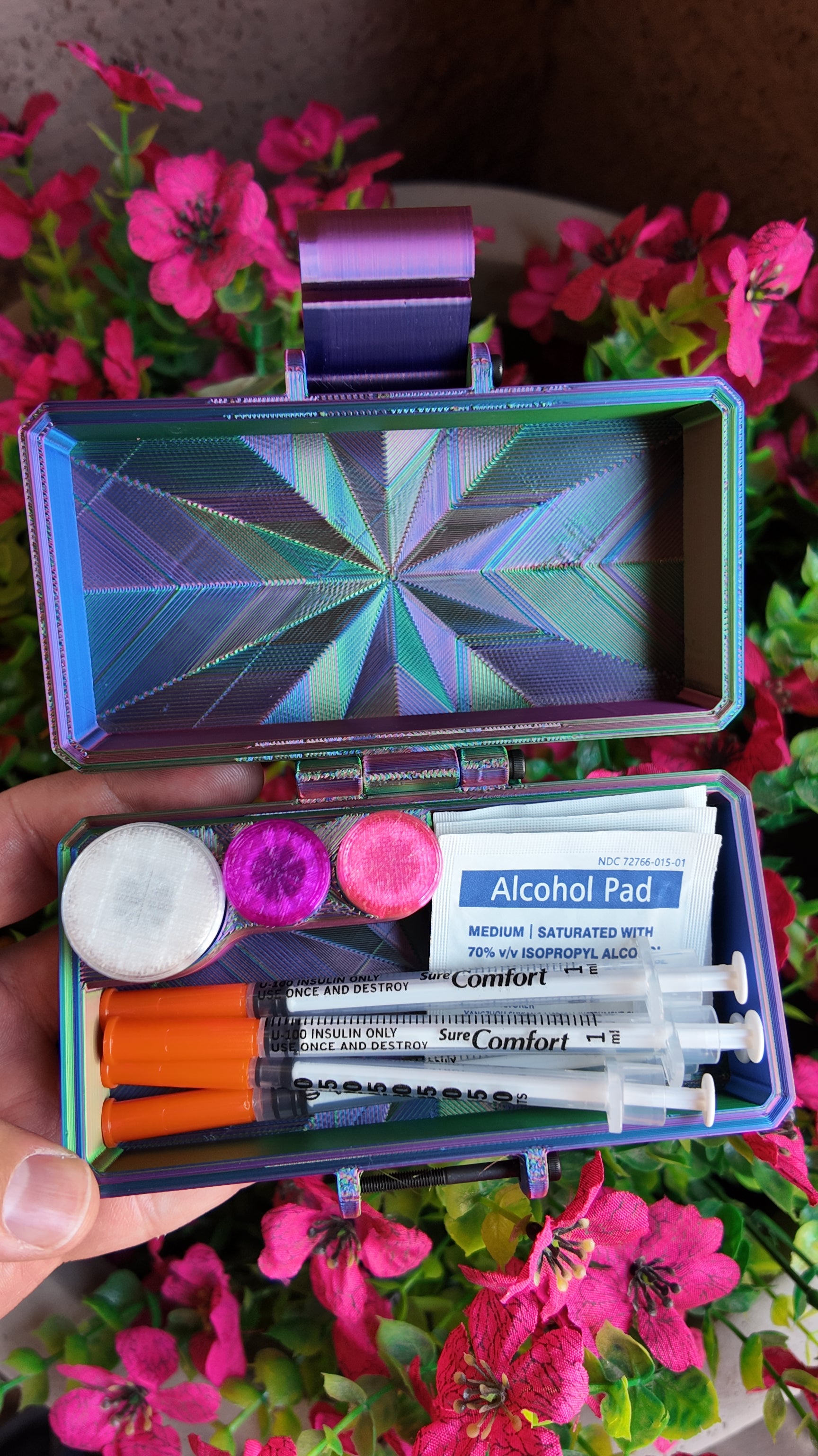 Mixed Vial Case | 2-Slot 3 ml Vial Case & 1-Slot 5 ml Vial Case with Storage Compartment | Organizer for GLP-1, Peptides, Research