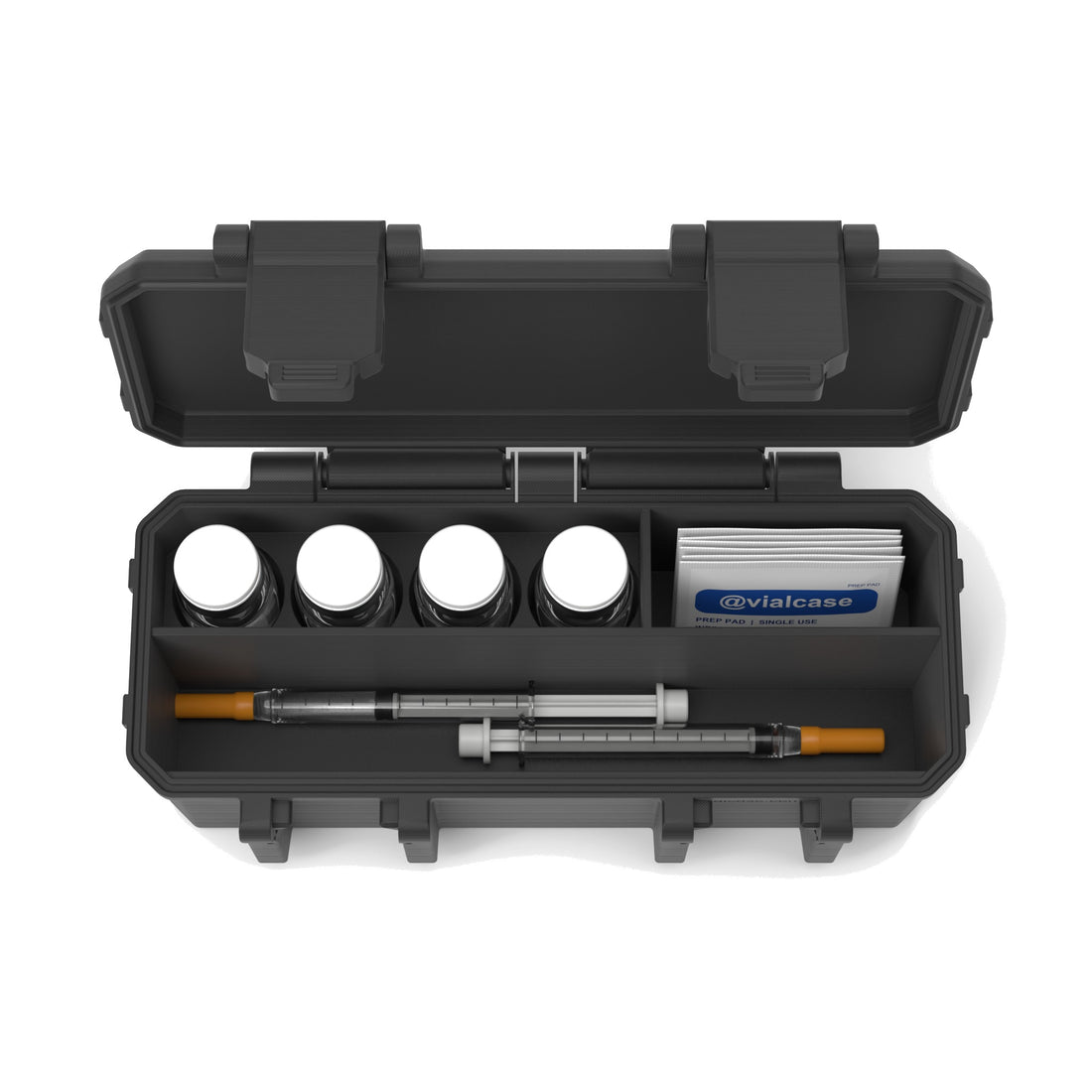 4 x 10 mL + storage vial case - Black (vials shown, not included)