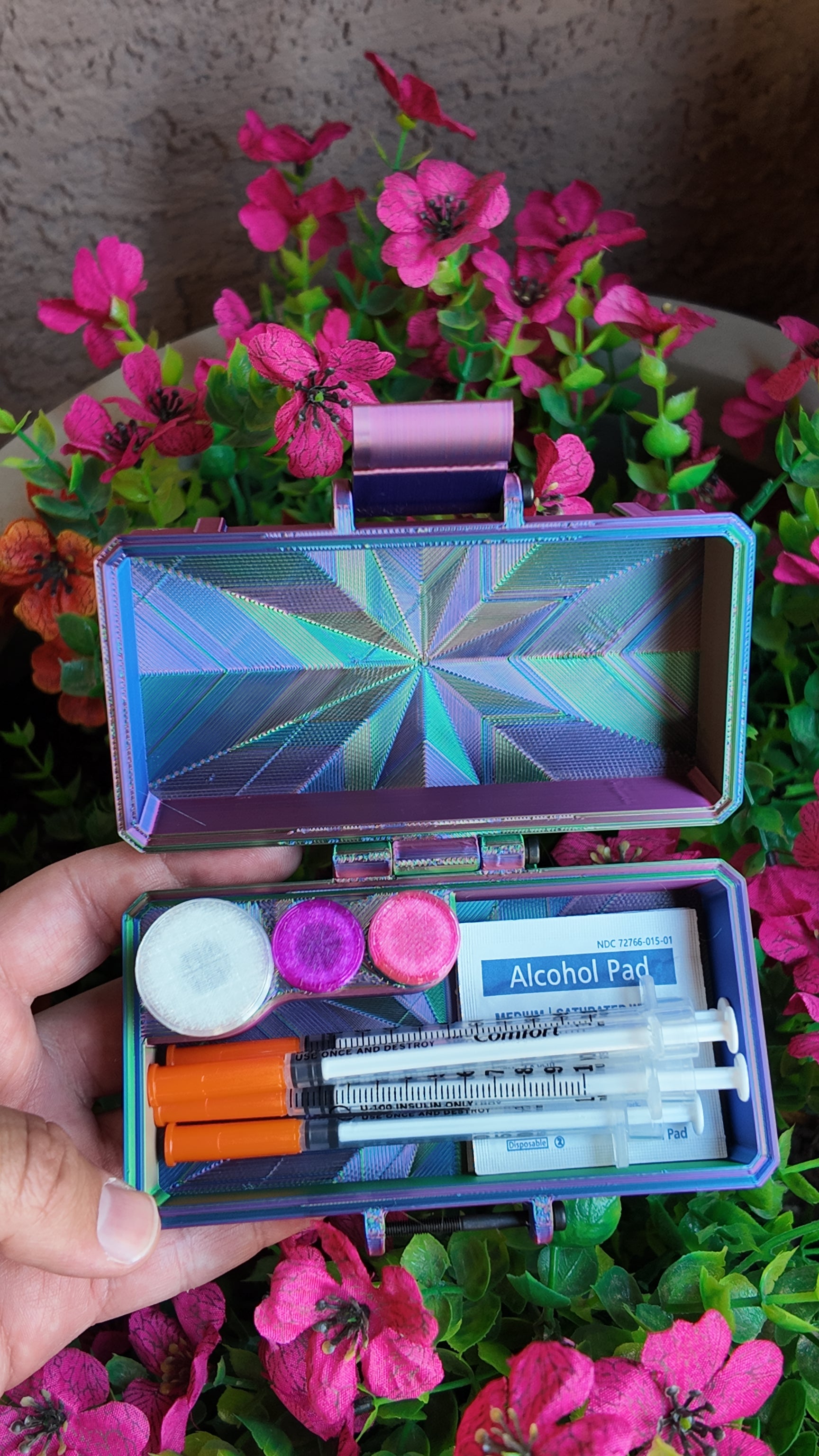 Mixed Vial Case | 2-Slot 3 ml Vial Case & 1-Slot 5 ml Vial Case with Storage Compartment | Organizer for GLP-1, Peptides, Research