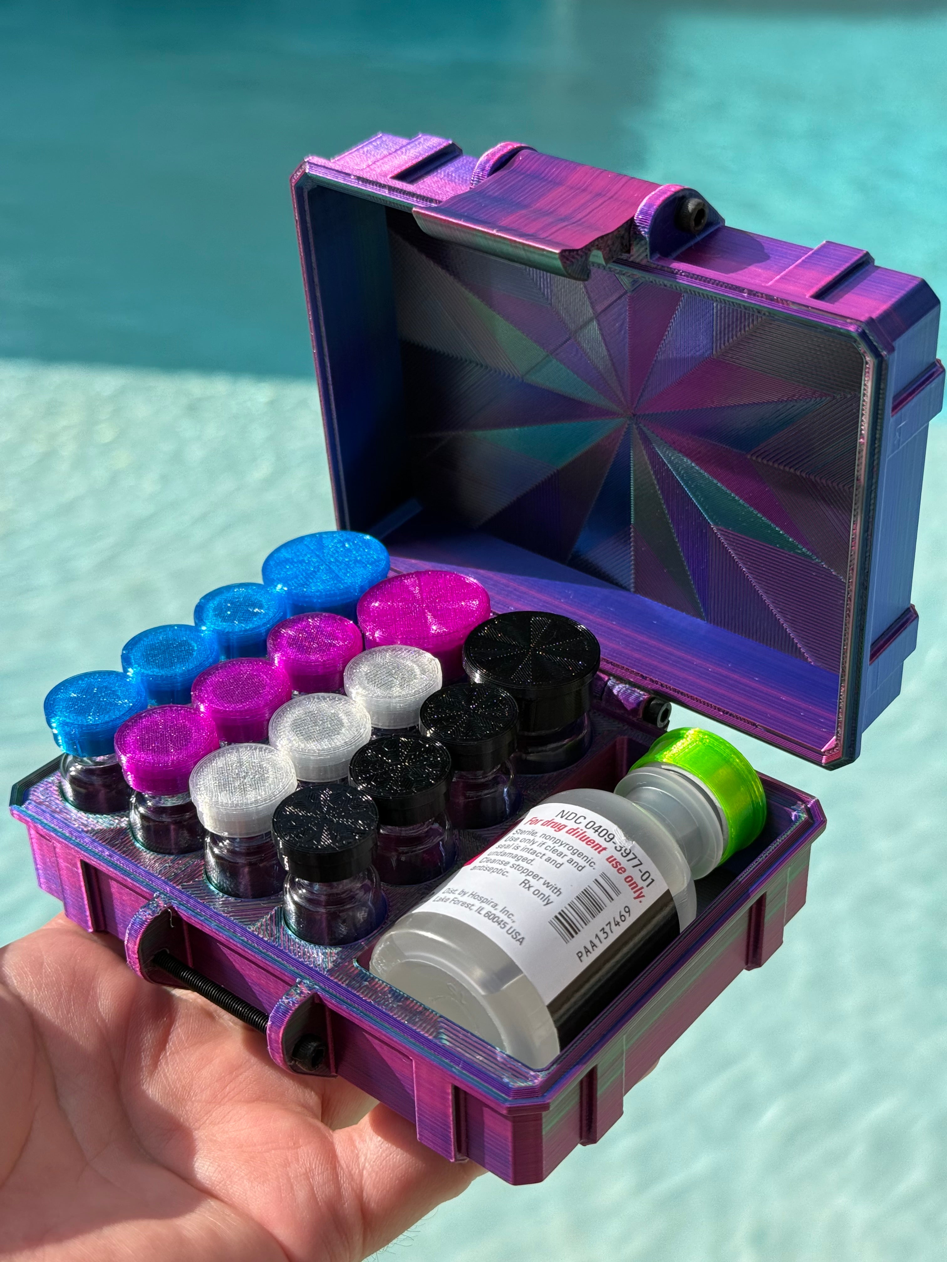 Mixed Vial Case | 12-Slot 3 ml Vial Case, 3-Slot 5 ml Vial Case & 1 BAC Slot | Organizer for GLP-1, Peptides, Research