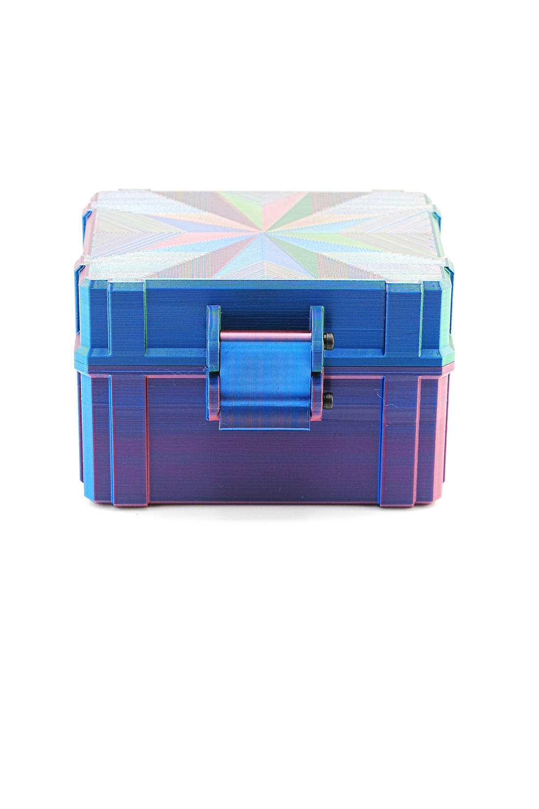 Multicolored vial case with a gradient design on a white background