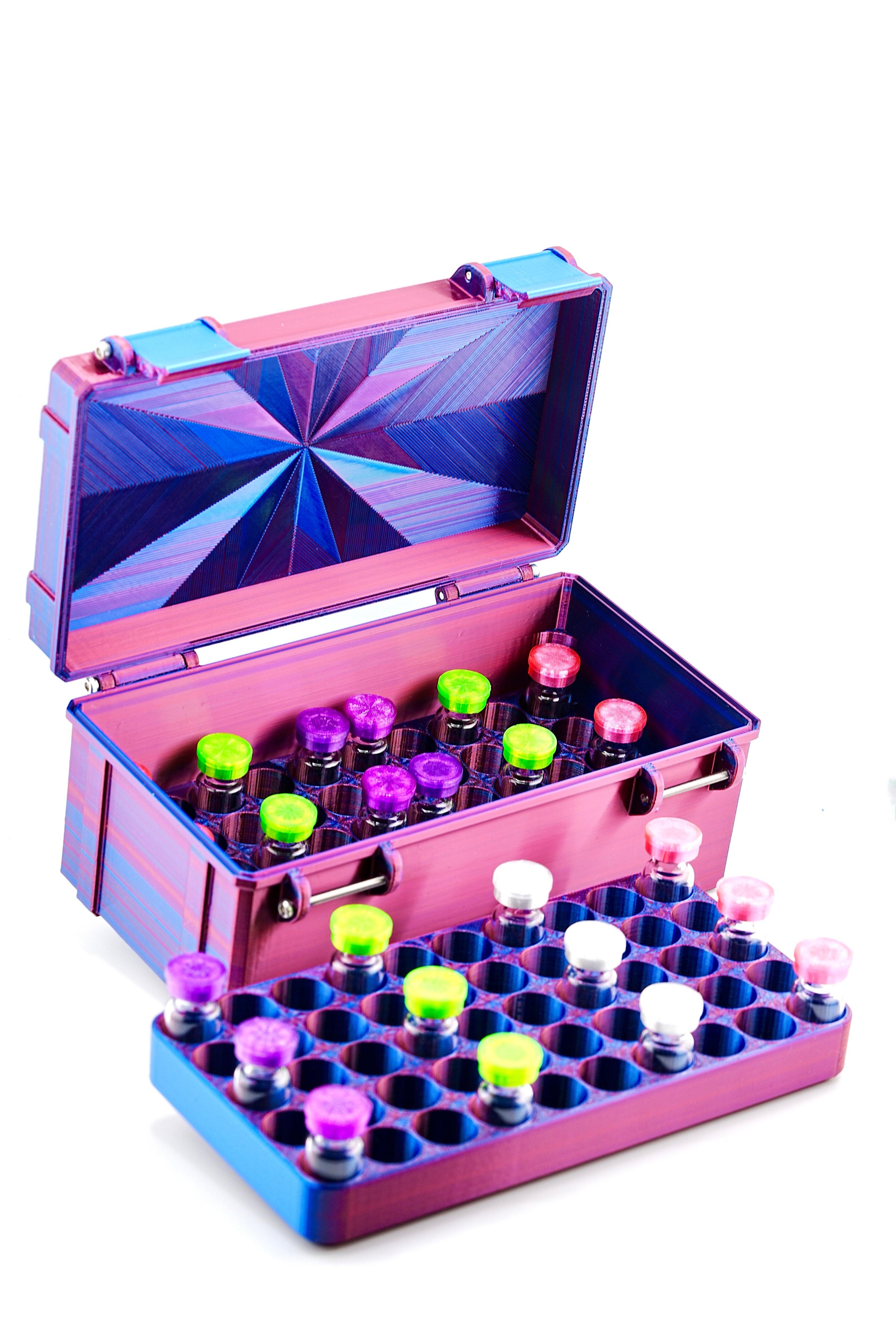Modular Peptide Case fits 50 x 3ml Vials Plus a Storage Tray or Extra 50 Vial Tray for 100 total Vial Slots