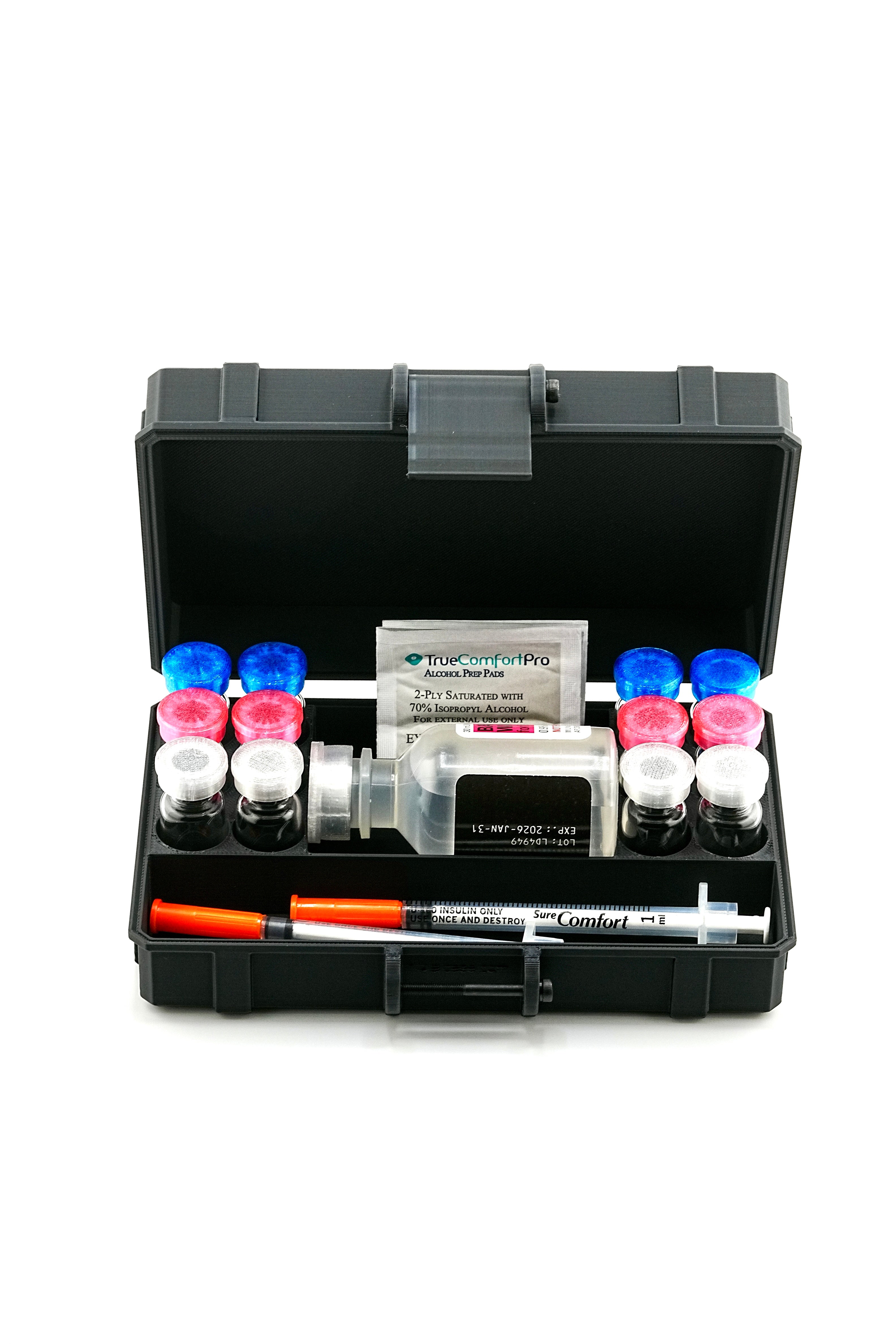 12-Slot 3 ml Vial Case with BAC & Storage | Organizer for GLP-1, Peptides, Research
