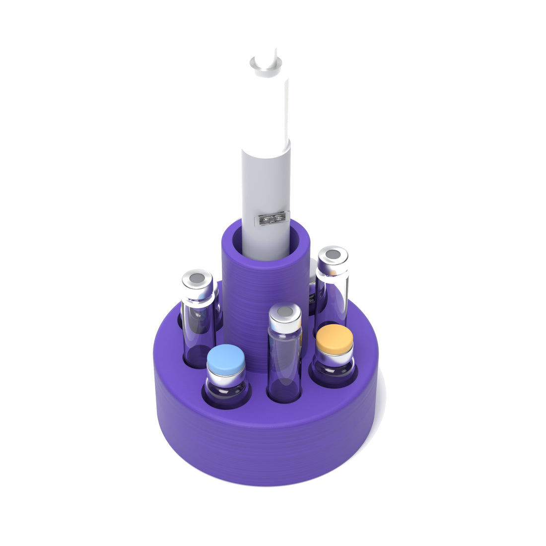 Staged: VialCase Cartridge Station 4 Cartridges in Purple - items shown are not included