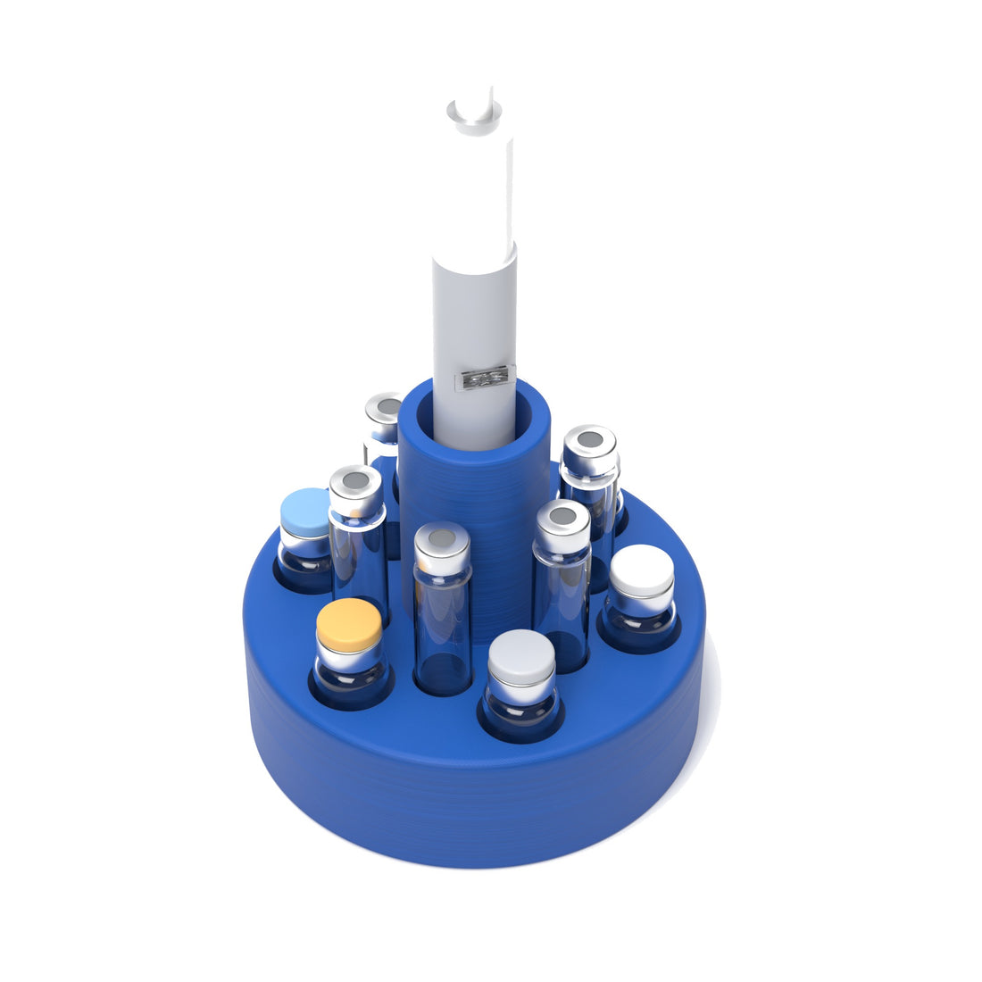 Staged: VialCase Cartridge Station 6 Cartridges in Cobalt Blue - items shown are not included