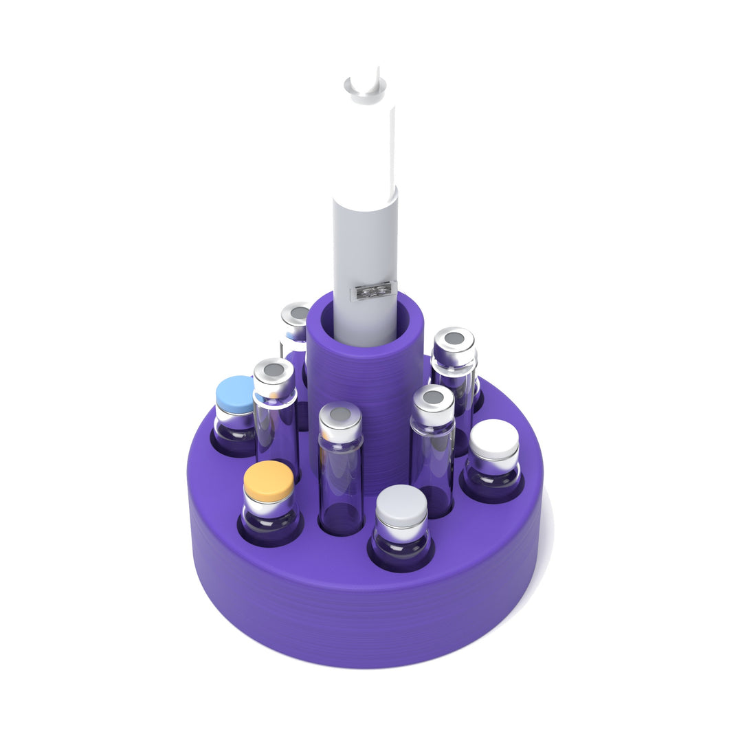 Staged: VialCase Cartridge Station 6 Cartridges in Purple - items shown are not included