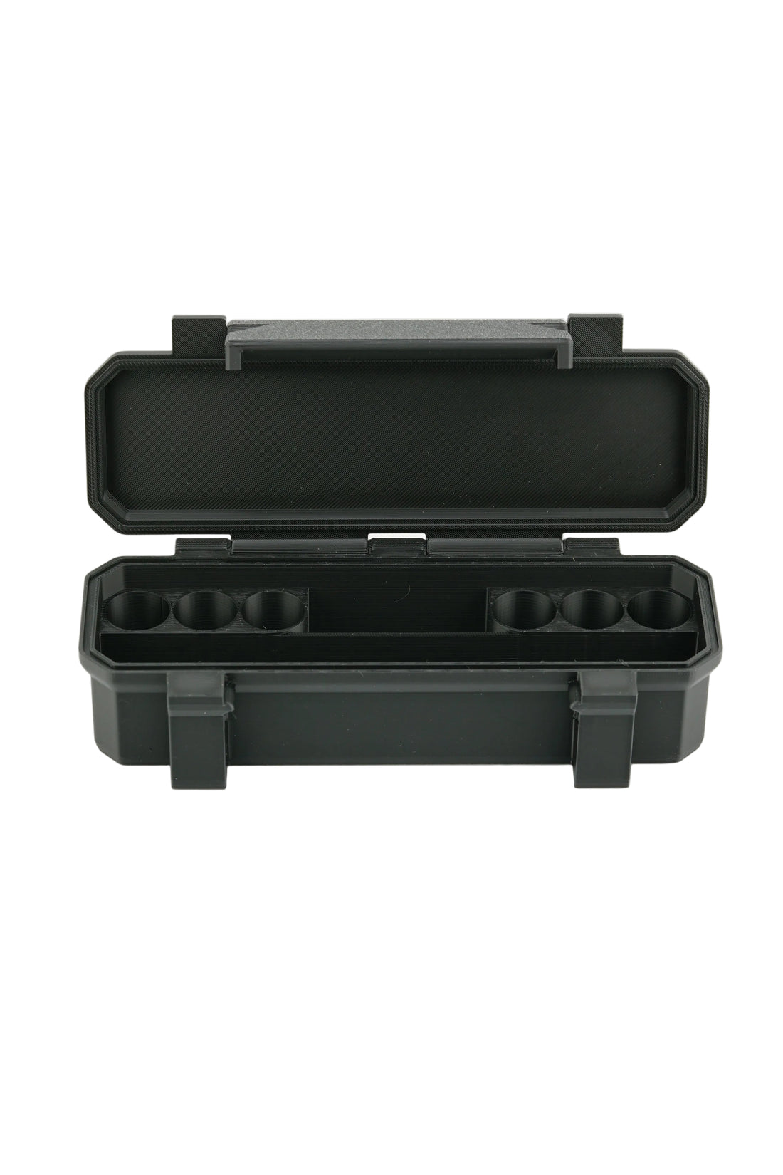 6-slot 3 mL vial case with bottles loaded — secure upright storage